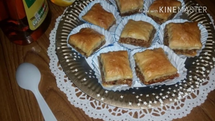 How to make baklawa balava with toasted almonds, lemon and honey using Filo pasrty!