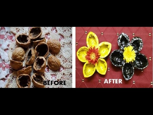 How to make beautiful flower using walnut shell DIY