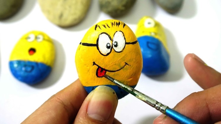 How To Make Minions Paint For Kids, Rock Painting - Coloring Stones For Creative Kids