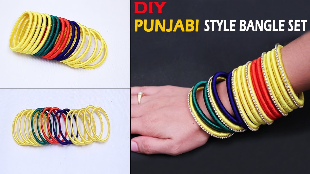 How to make Silk Thread Bangles at home. DIY Jewellery.Punjabi style bangle set
