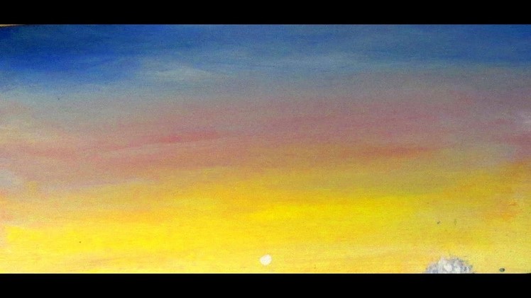How to paint 6 different skies, Sunsets, blue sky, beautiful blended skies, with acrylic paint