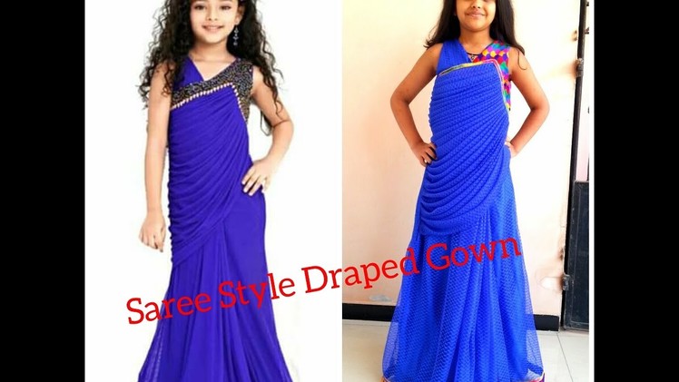 How to stitch SAREE STYLE DRAPED GOWN. SAREE LIKE GOWN