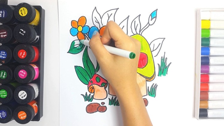 Learning Color vs How to Draw Fairy House and Coloring Pages Family Chicken For Kids