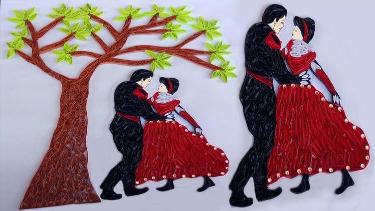 Paper Quilling tree With Dancing Couple for Wall Decorations | Indian Tradition |
