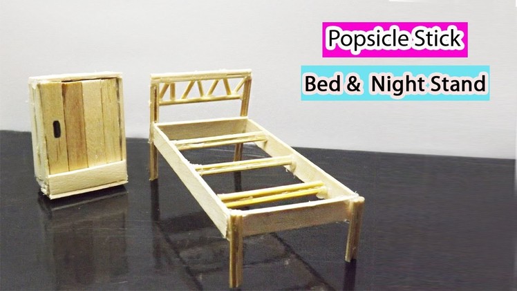 Popsicle Stick Crafts | How to Make Miniature Doll Bed and a Night Stand