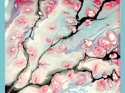 Sakura - Easy DIY Cherry Blossoms Fluid Acrylic Poured Painting Technique