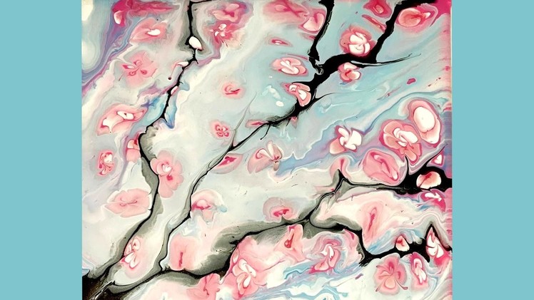 Sakura - Easy DIY Cherry Blossoms Fluid Acrylic Poured Painting Technique
