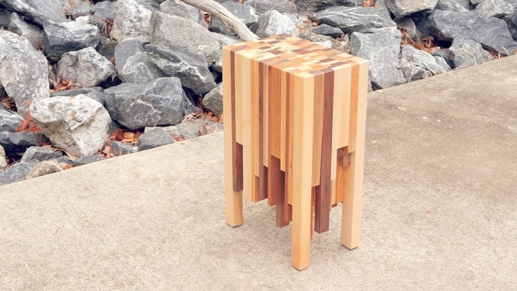 Scrap Wood End Grain End Table | How To Build - Woodworking