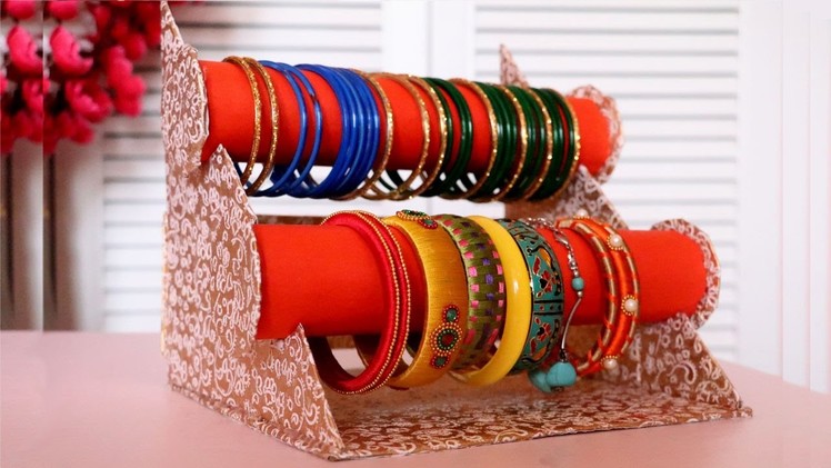 Cardboard Crafts | DIY Bangle Stand | Bracelet Holder | Jewelry Organizer