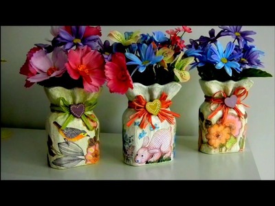 Decoupage Vase with Napkin Appliques - DIY Ideas Decorations Craft Tutorial