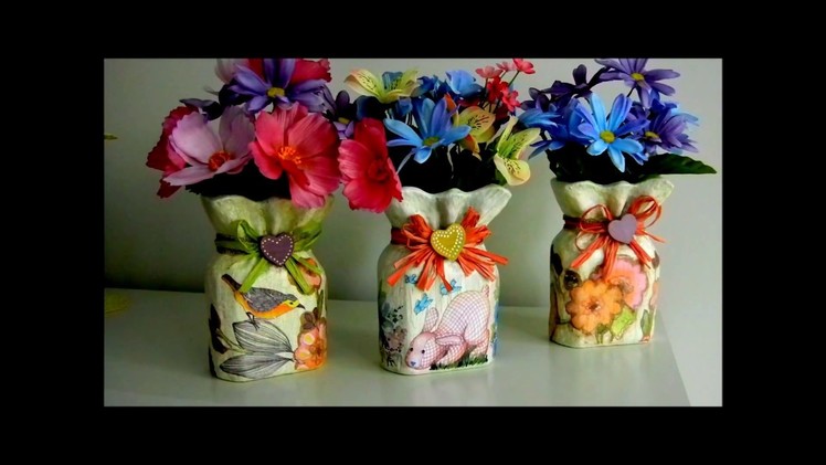 Decoupage Vase with Napkin Appliques - DIY Ideas Decorations Craft Tutorial