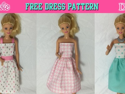 DIY Easy to sew Barbie Dress Tutorial How to make Doll clothes Free PDF Pattern Printable handmade