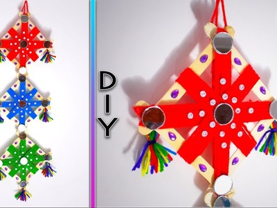 DIY easy Woolen Wall Hanging Design from popsicle sticks | popsicle stick crafts | Artkala 180
