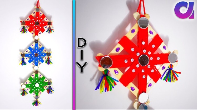 DIY easy Woolen Wall Hanging Design from popsicle sticks | popsicle stick crafts | Artkala 180