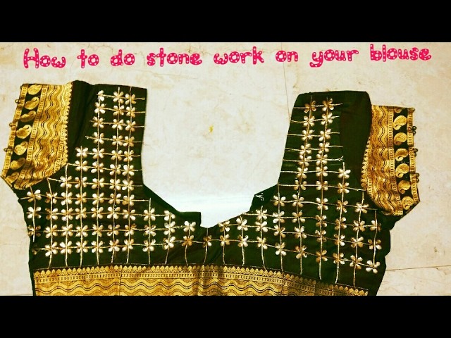DIY:How to do stone work on your blouse at home without any Stiching-8