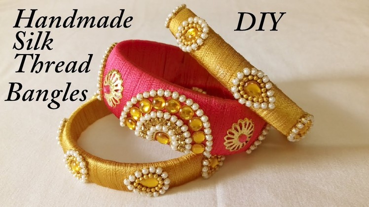 DIY || How to make designer silk thread bridal bangles at home || DIY tutorial
