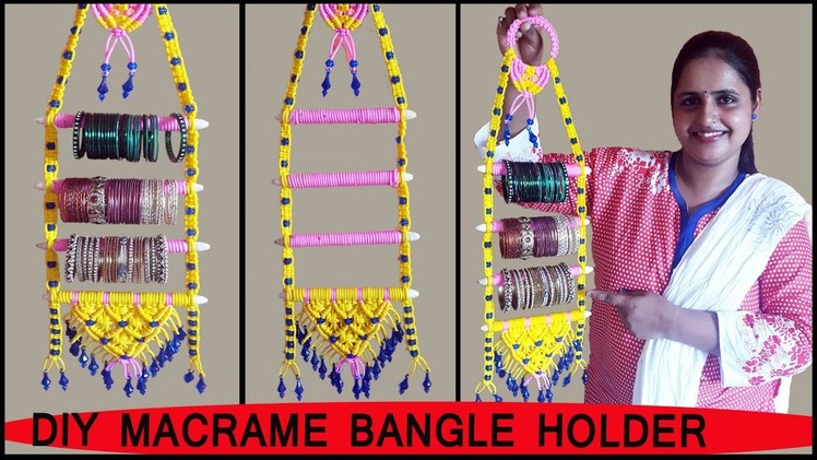 DIY  How to make Macrame Bangle Holder | Macrame Art School | FULL STEP BY STEP VIDEO TUTORIALS