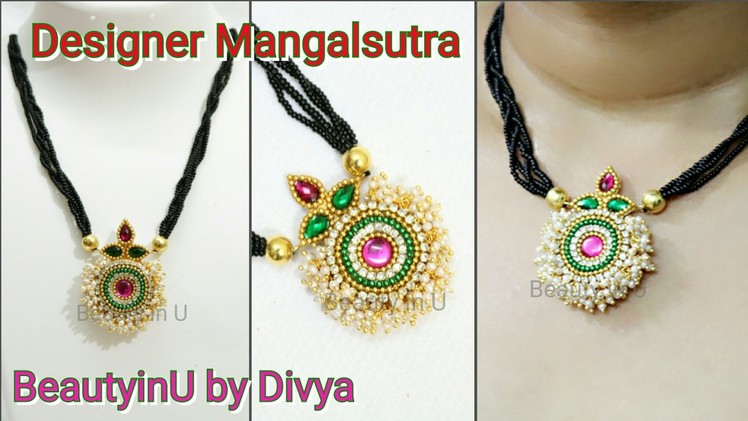 DIY|Mangalsutra|How to make Designer Black bead Chain at Home|Silk Thread Necklace|Tutorial