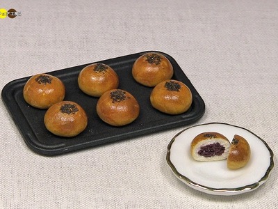 DIY Miniature Anpan (Bean jam bun)　ミニチュアあんパン作り (Fake food)