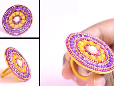 DIY Paper Ring | Designer Party Wear Ring | Silk Thread Ring Making