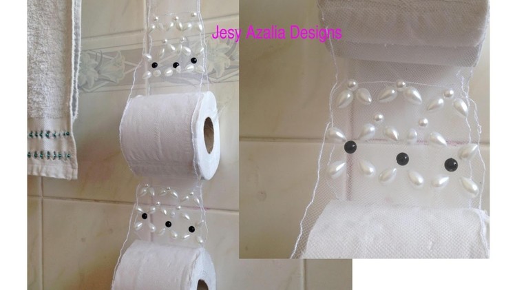 DIY Pearl beaded tissue holder.Toilet decor idea.