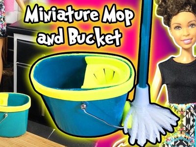 How to Make Barbie Doll Cleaning Mop and Bucket - DIY Easy Doll Crafts - Making Kids Toys