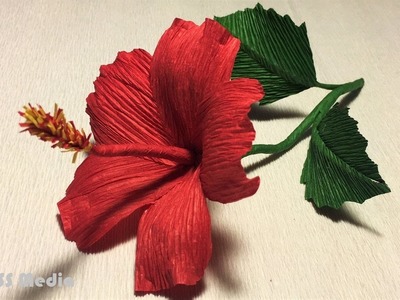 How to make diy hibiscus crepe paper flower tutorials|Hibiscus flower origami|paper craft tutorials