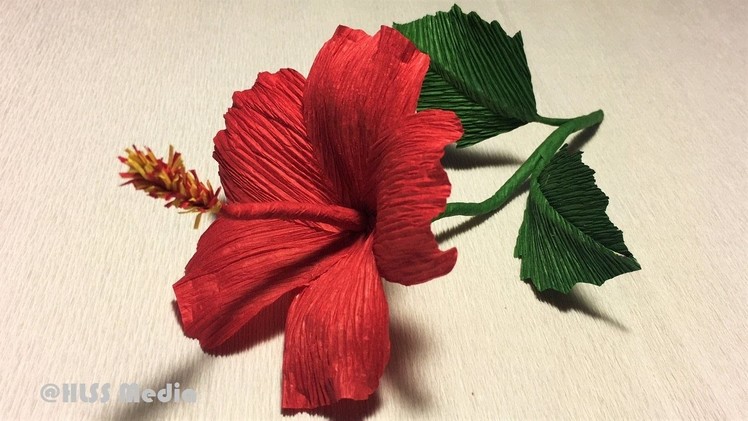 How to make diy hibiscus crepe paper flower tutorials|Hibiscus flower origami|paper craft tutorials