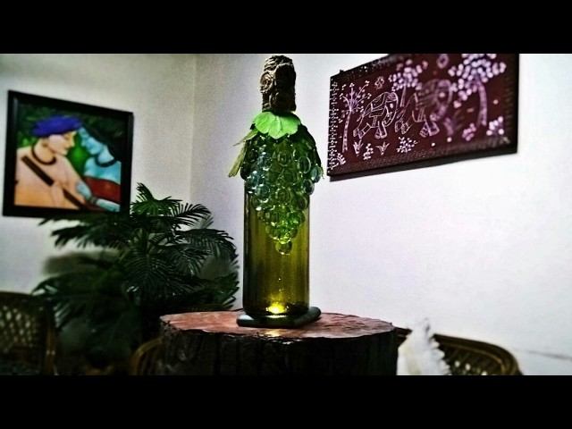 How to make marble-ous wine bottle showpiece. easy craft