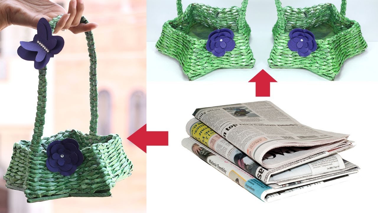 How To Make Newspaper Basket With Handle How To Make Newspaper Basket With Handle