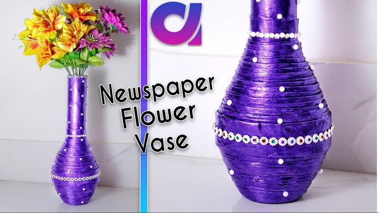 How to make newspaper flower vase | newspaper craft | Best out of waste | DIY | Artkala189
