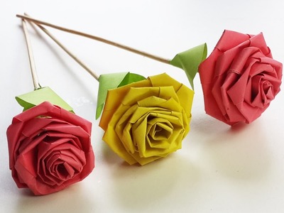 How to Make Rose with Paper Strip (Quilling Rose) - DIY Paper Craft