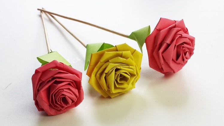 How to Make Rose with Paper Strip (Quilling Rose) - DIY Paper Craft
