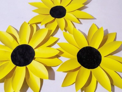 How to make sunflower from chart paper | Easy Step | 2017 | Paper Craft Ideas |