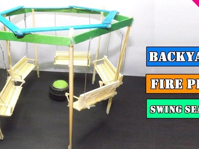 Miniature Backyard Swing Seats & Fire Pit | Popsicle Stick Craft