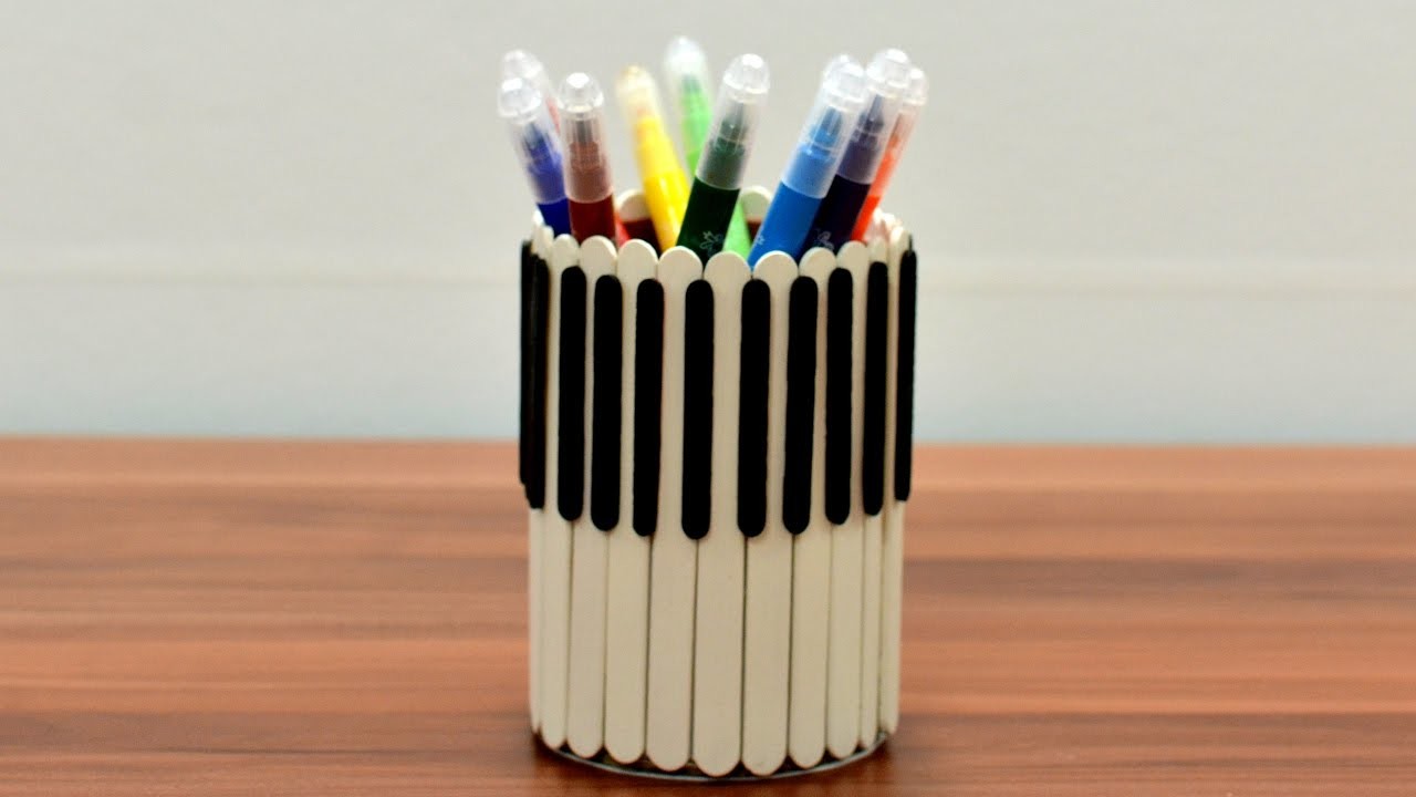 Popsicle Piano Pencil Holder decoration diy art craft ...