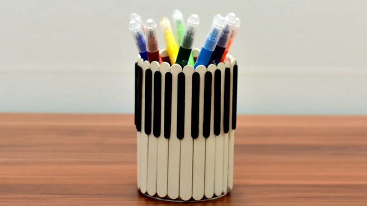 Popsicle Piano Pencil Holder decoration diy art craft tutorial ideas hacks how to ice cream stick