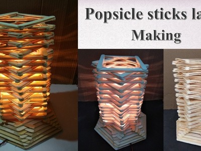 Popsicle sticks lamp making | popsicle stick crafts | DIY | raj easy craft
