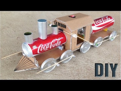 Awesome Train Coca - Cola DIY - Toy Powered Battery Train Very Easy
