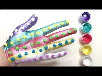 DIY Play-Doh Learn Make Rainbow Palm Finger Painting Small Star Toy Soda