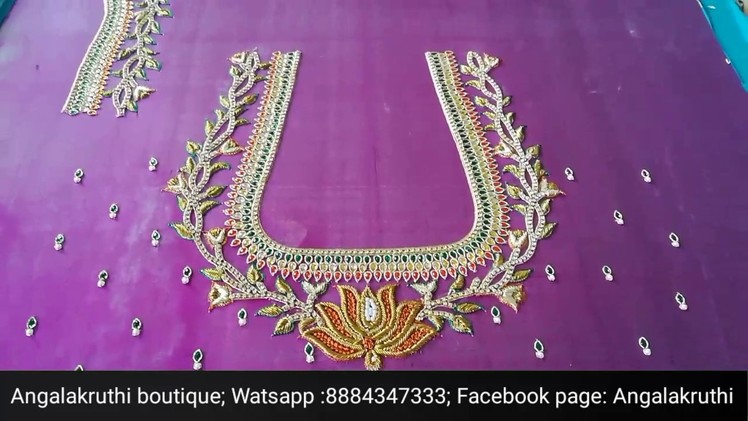 Hand Embroidery Blouse neck designs by Angalakruthi boutique