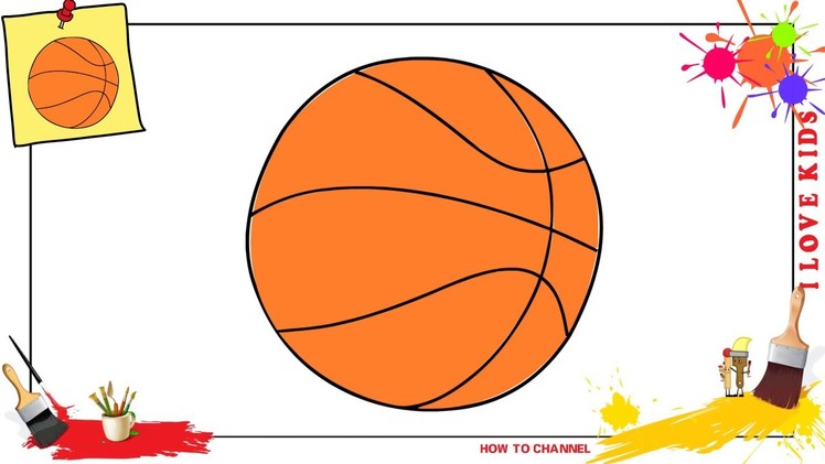 How to draw a basketball ball EASY & SLOWLY step by step for kids