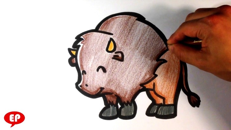 How to Draw a Buffalo ( Cute ) - Easy Pictures to Draw