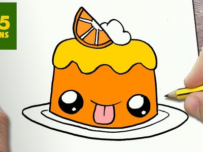 HOW TO DRAW A CAKE CUTE, Easy step by step drawing lessons for kids