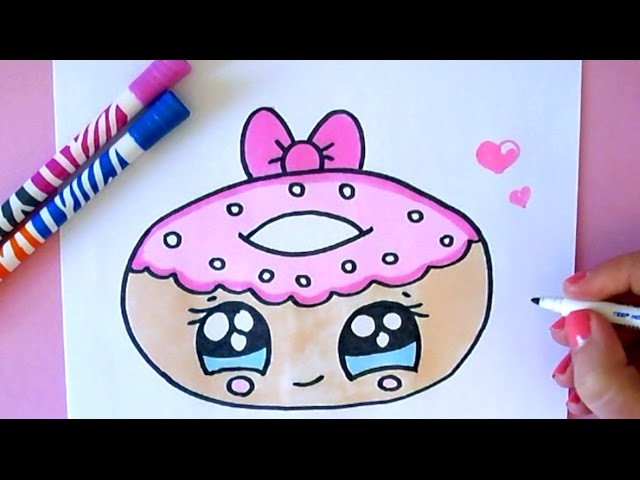 HOW TO DRAW A CARTOON DONUT CUTE AND EASY