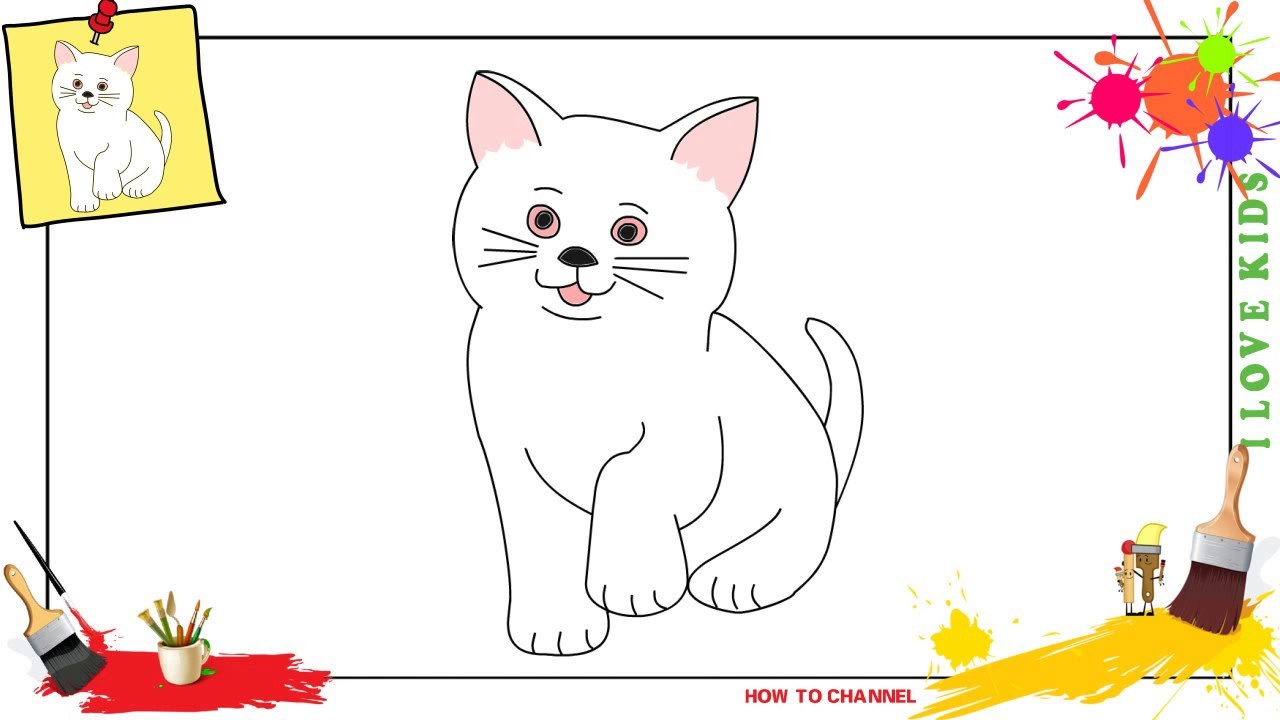 How to draw a cat 3 SIMPLE, EASY & SLOWLY step by step for kids