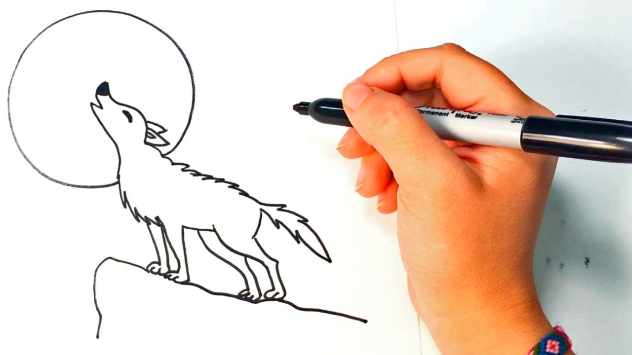 How to draw a Wolf for Kids, Wolf Easy Draw Tutorial