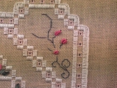 04 Heart Etui - Hardanger -  Bullion Knots and Silk Ribbon Stitching