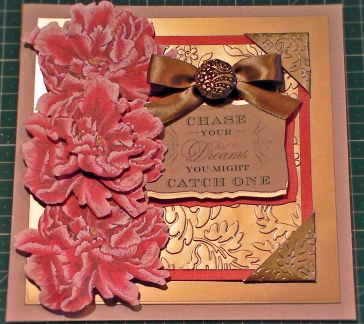 114. Card Tutorial: Anna Griffin Peony Decoupage Gold Embossed Card