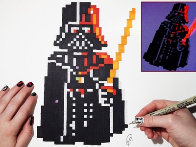 Amazing Star Wars Drawing - Darth Vader (Pixel Art) + Bonus !